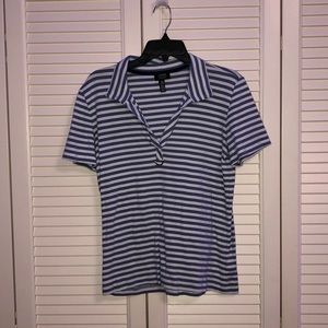 blue/white striped collar shirt